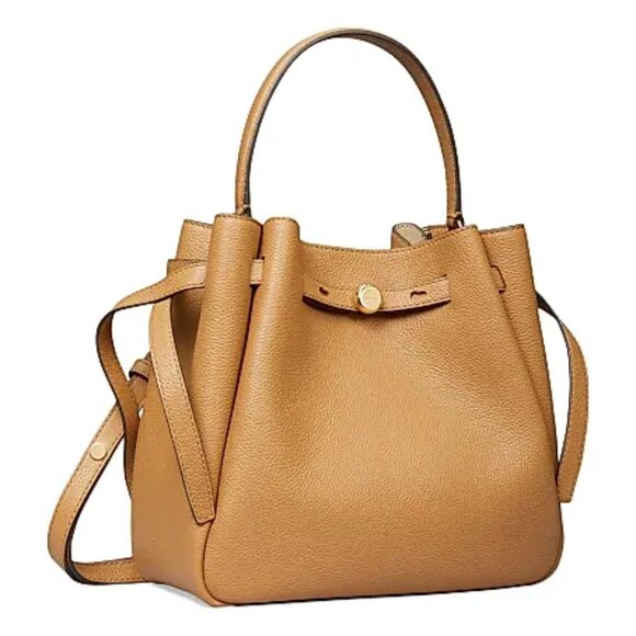 NWT ✅Tory Burch ROMY Pebbled Leather Bucket Bag #166982 TIRAMISU⭐ NWT, DUST BAG - Picture 4 of 11